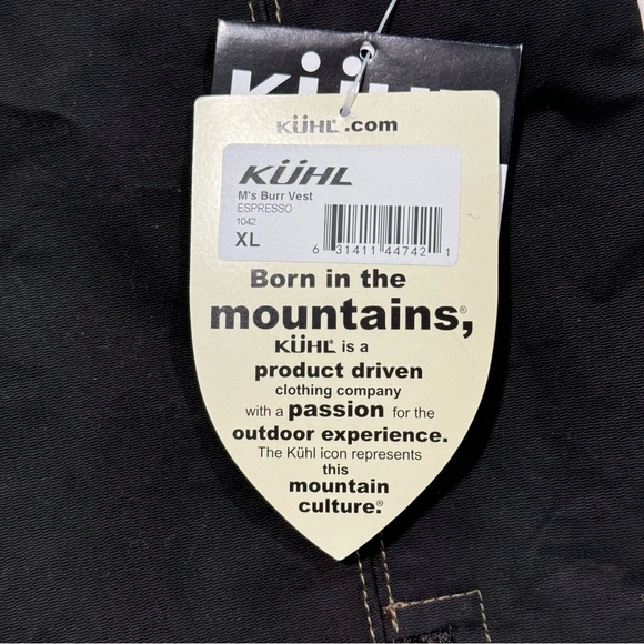 Kuhl Men's Burr Fleece Lined Waxed Canvas Vest XL Espresso Brown NWT Full Zip - Picture 5 of 10